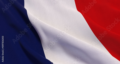 drapeau Français plissé, vu de dessus - rendu 3D photo