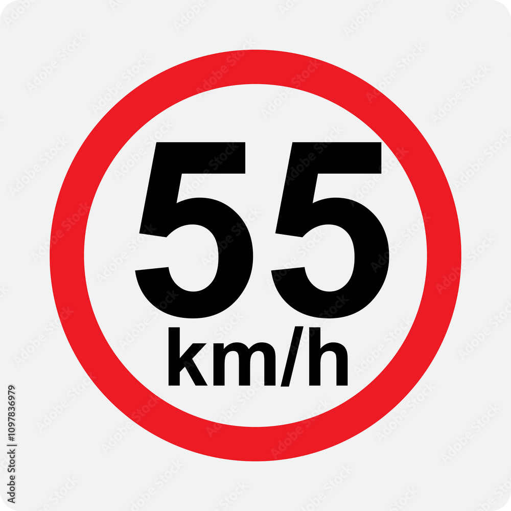 Speed limit 55 kmh signage vector illustration Speed limit 55 kmh signage vector illustration