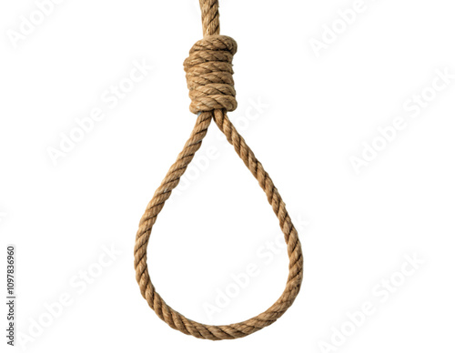 Isolated rope noose, a symbol of hanging and death photo