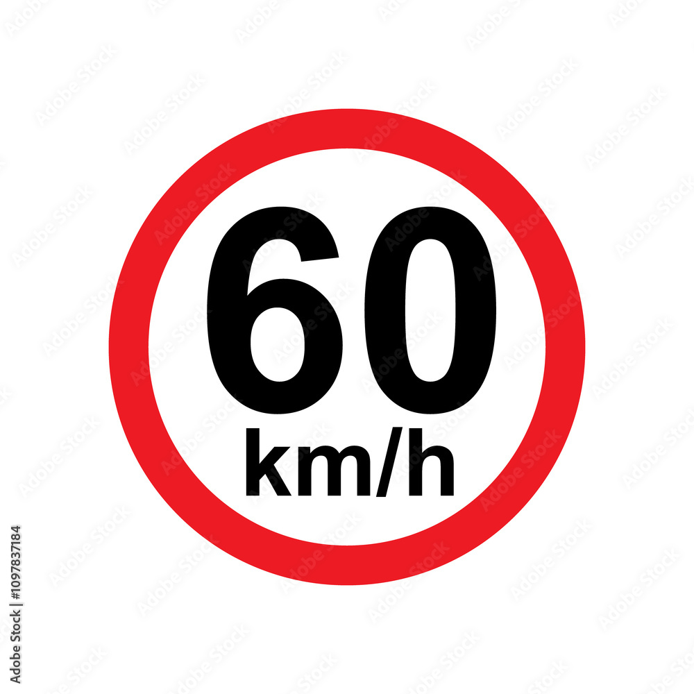 Speed limit 60 kmh signage vector illustration Speed limit 60 kmh signage vector illustration