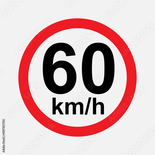 Wallpaper Mural Speed limit 60 kmh signage vector illustration Torontodigital.ca