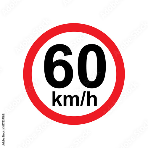 Wallpaper Mural Speed limit 60 kmh signage vector illustration Torontodigital.ca