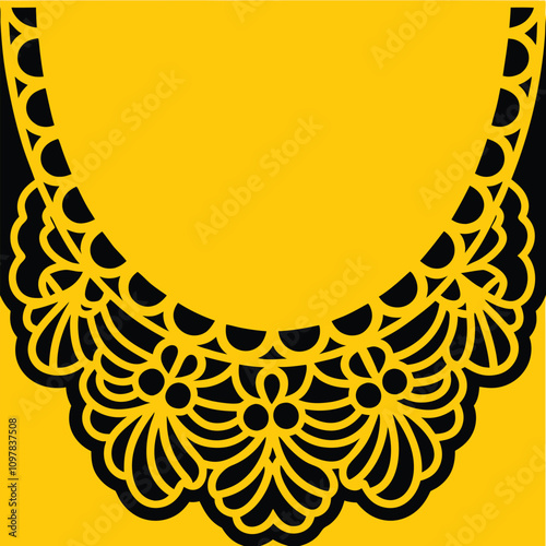 Elegant lace collar design vector art for fashion and textile projects. Perfect for creating intricate embroidery patterns, vintage-inspired necklines, and stylish garments.
