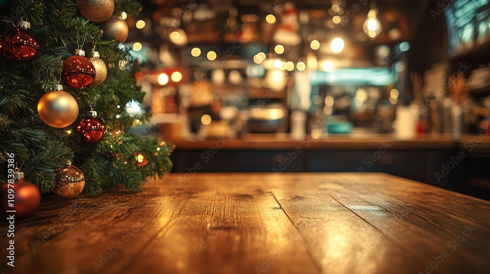 Warm Christmas Kitchen Setting with Festive Decorations?