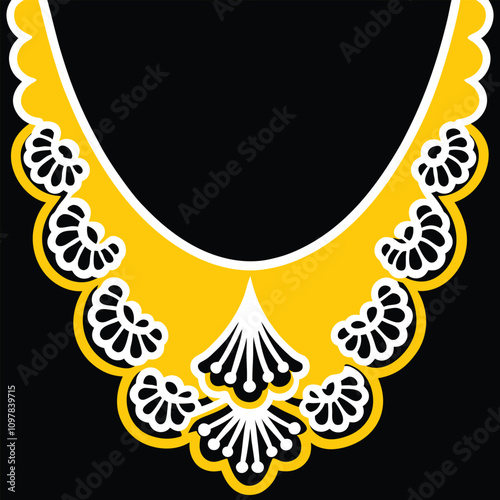 Elegant lace collar design vector art for fashion and textile projects. Perfect for creating intricate embroidery patterns, vintage-inspired necklines, and stylish garments.