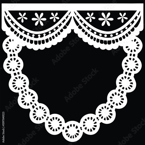 Elegant lace collar design vector art for fashion and textile projects. Perfect for creating intricate embroidery patterns, vintage-inspired necklines, and stylish garments.