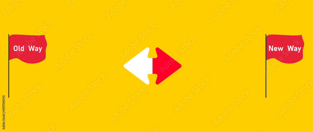 Red paper airplane flying old way new way. New Idea concept. business life change concept. Different thinking, Business leader, personality development idea concept. Red paper airplane flying old way new way. New Idea concept. business life change concept. Different thinking, Business leader, personality development idea concept.