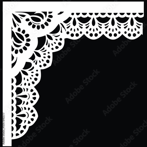 Elegant lace collar design vector art for fashion and textile projects. Perfect for creating intricate embroidery patterns, vintage-inspired necklines, and stylish garments.