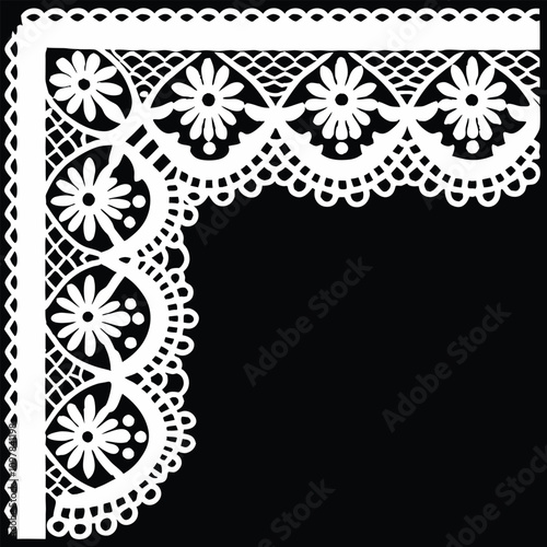 Elegant lace collar design vector art for fashion and textile projects. Perfect for creating intricate embroidery patterns, vintage-inspired necklines, and stylish garments.