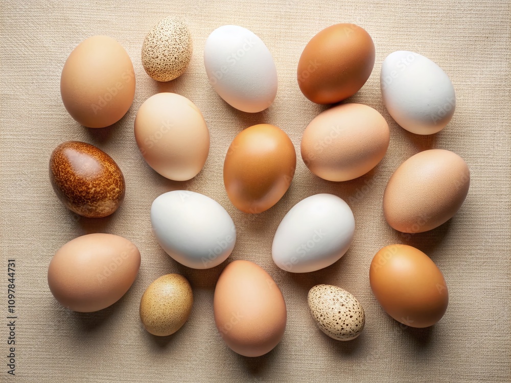 Diverse and Unique Egg Shapes Displayed on a Soft Background with Ample Copy Space for Creative Use and Illustration of Natural Forms Diverse and Unique Egg Shapes Displayed on a Soft Background with Ample Copy Space for Creative Use and Illustration of Natural Forms