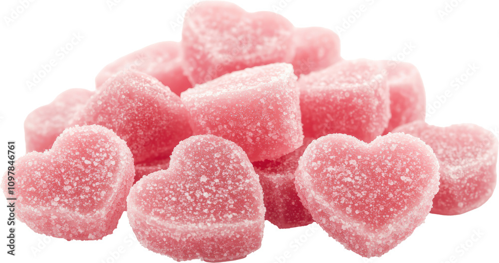 Colorful pink heart-shaped gummy candies Colorful pink heart-shaped gummy candies