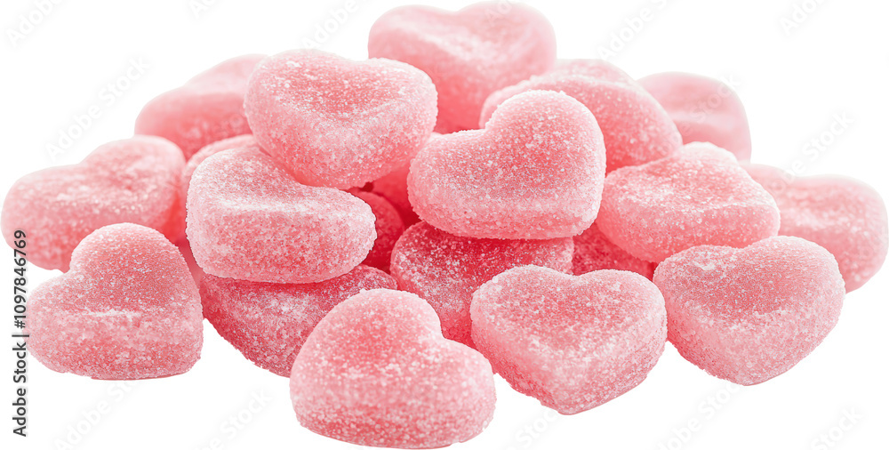 Sweet pink heart-shaped candies piled together. Sweet pink heart-shaped candies piled together.
