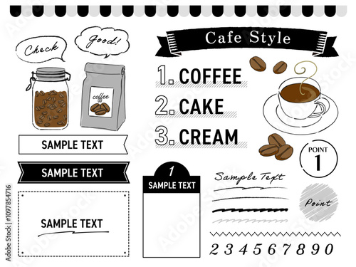 おしゃれなカフェスタイルのシンプルなあしらいフレーム アイコン