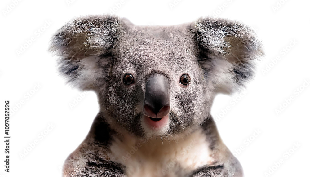 Obraz premium Shocked koala isolated on white backgroumd PNG