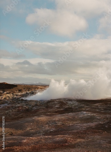 sulphur smoking out of the ground