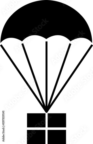 Parachute icon flat style. Delivery service symbol. Free descent and flight in space delivery gift and good with sudden pleasant surprise help Vector illustration isolated on transparent background.