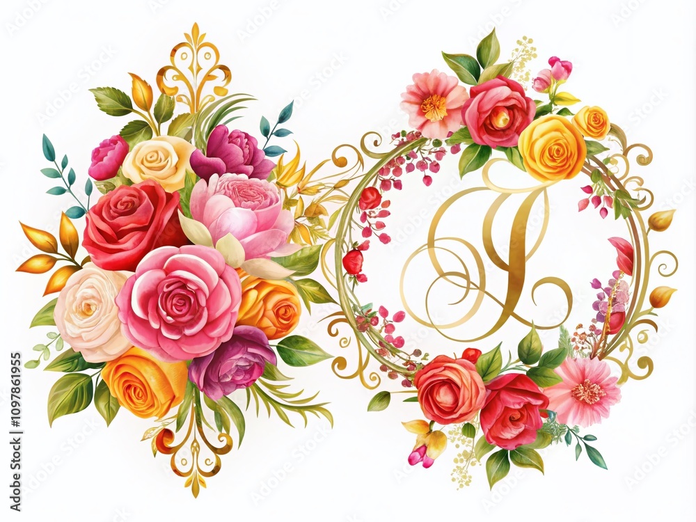 Elegant Wedding Monogram Template Collection with Decorative Elements and Copy Space for Personalized Invitations, Stationery, and Event Decor - Perfect for Celebrating Love Elegant Wedding Monogram Template Collection with Decorative Elements and Copy Space for Personalized Invitations, Stationery, and Event Decor - Perfect for Celebrating Love