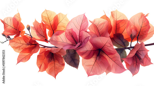 Bougainvillea flower, isolated on a transparent background.