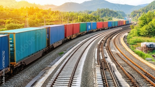Freight Trains Transporting Goods Across Railway Network
