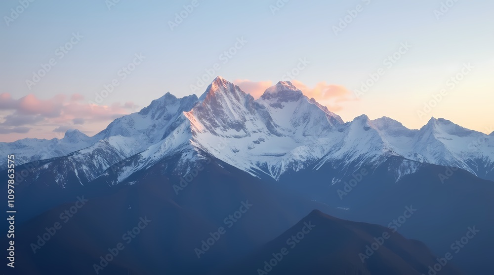 Obraz premium Snow-capped mountain peaks at dawn