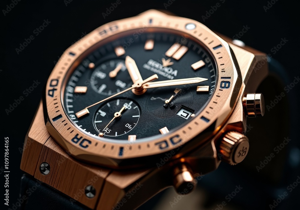 Stylish luxury watch with intricate details and metallic finish. Stylish luxury watch with intricate details and metallic finish.