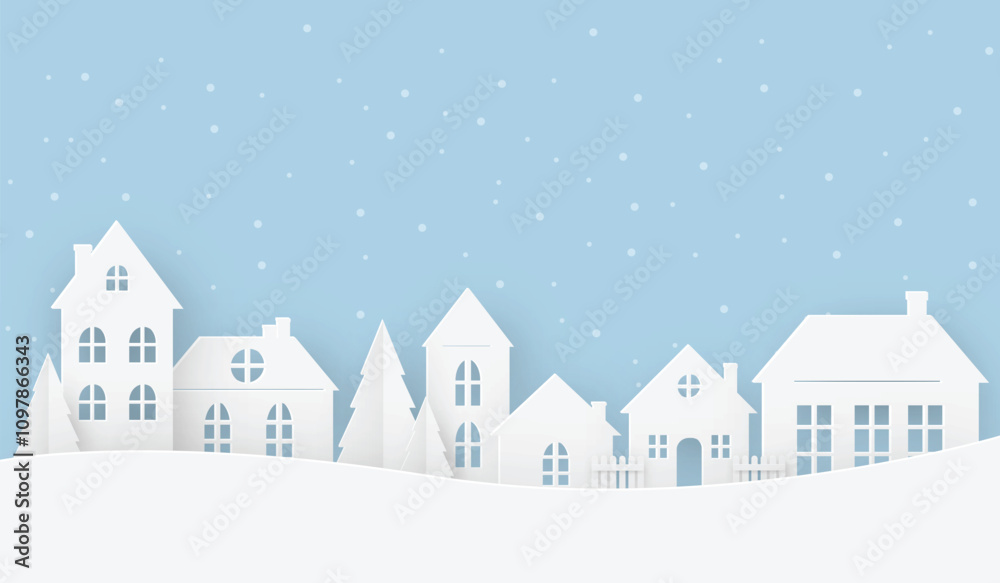 Views of the house in winter on a snowy day Views of the house in winter on a snowy day