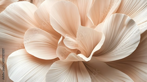 Abstract Floral Pattern with Soft Creamy Hues and Curved Petals