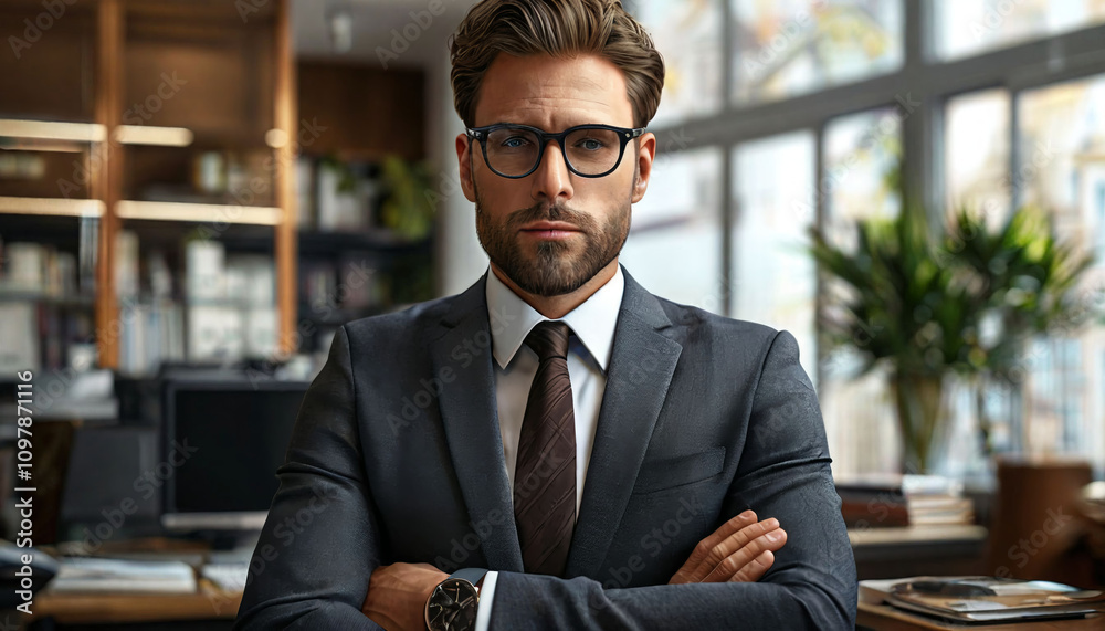 Fototapeta premium A businessman with glasses and a beard