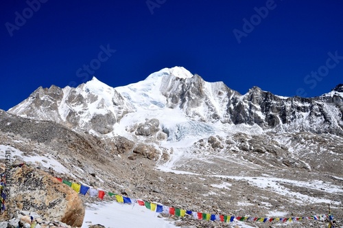 Snow covered mountains in Nepal Himalayas