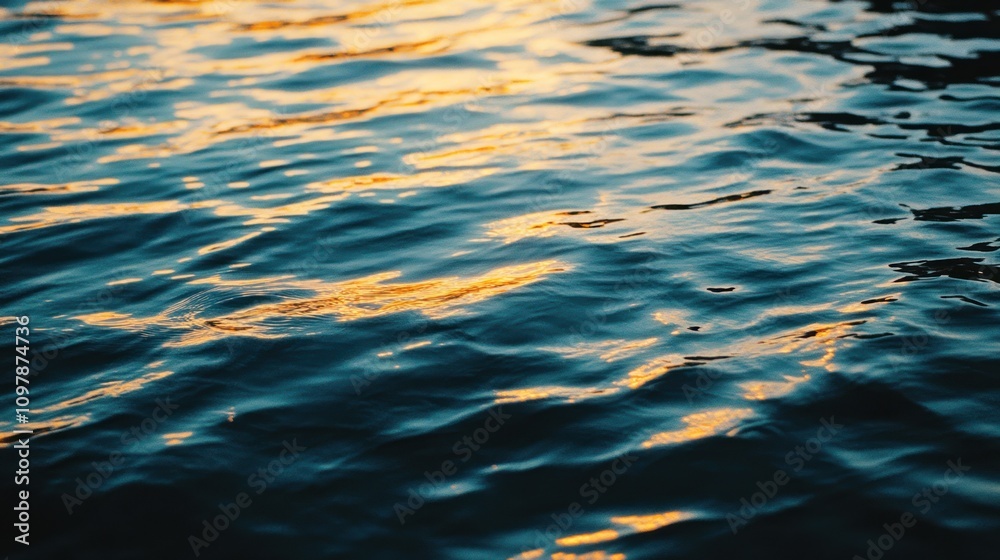 Golden Sunlight Reflecting On Dark Water Surface Golden Sunlight Reflecting On Dark Water Surface