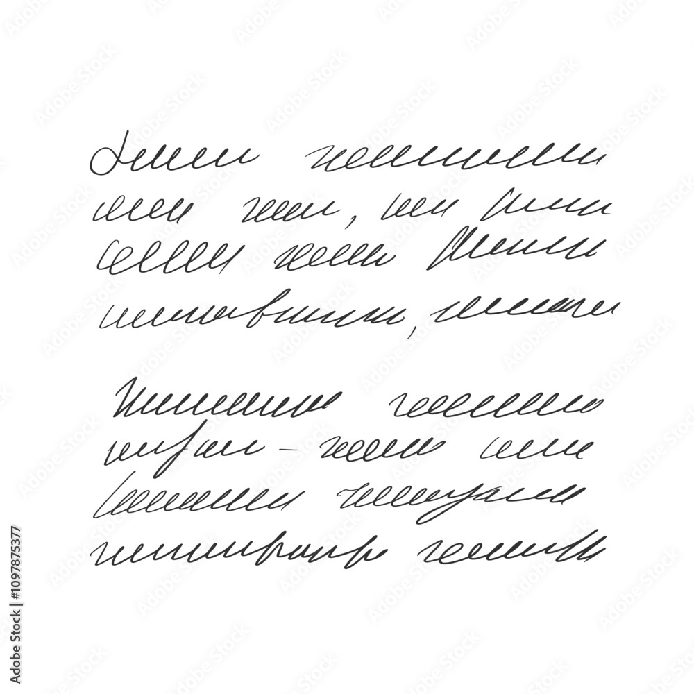 Fototapeta premium Freehand scribble letter. Handwritten text note. Unreadable doodle poetry write by pen isolated on white background. Illegible cursive script message. Vector hand drawn illustration.