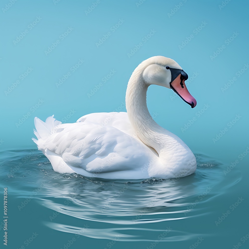 Obraz premium Graceful Swan Positioned Elegantly on a Simple Plain Background 