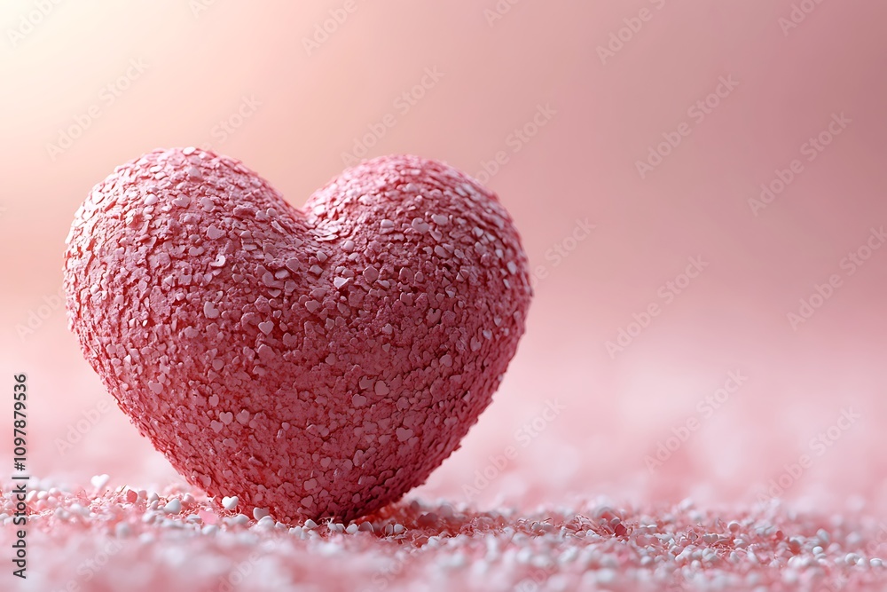 Fototapeta premium A pink heart on a pink background, symbolizing love and romance.