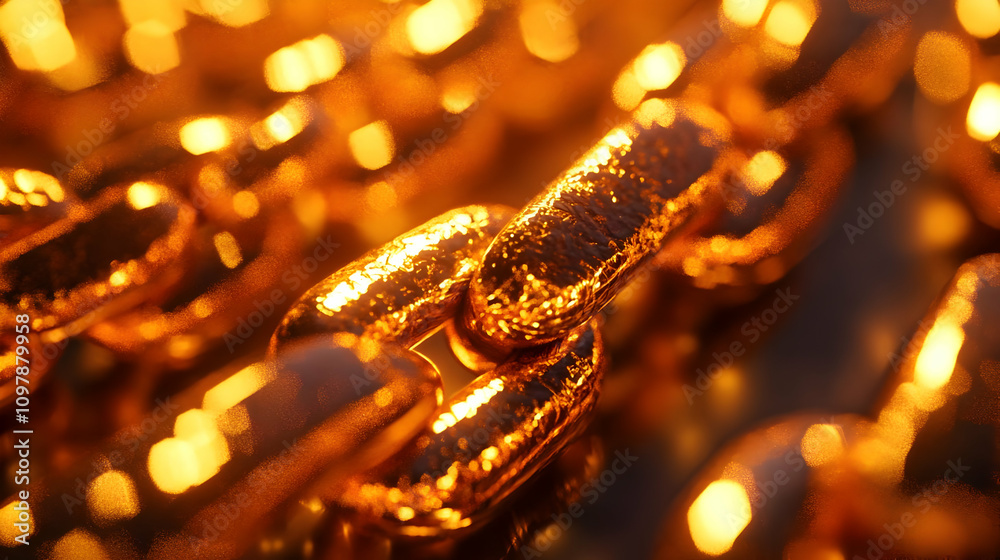 Golden Chain Links Abstract 3D Background Golden Chain Links Abstract 3D Background
