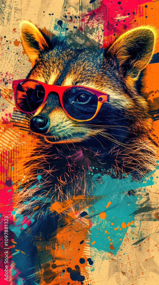 Retro Raccoon Vibes - Cool Guy with Sunglasses