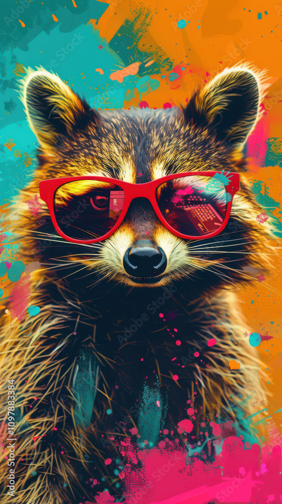 Retro Raccoon Vibes - Cool Guy with Sunglasses