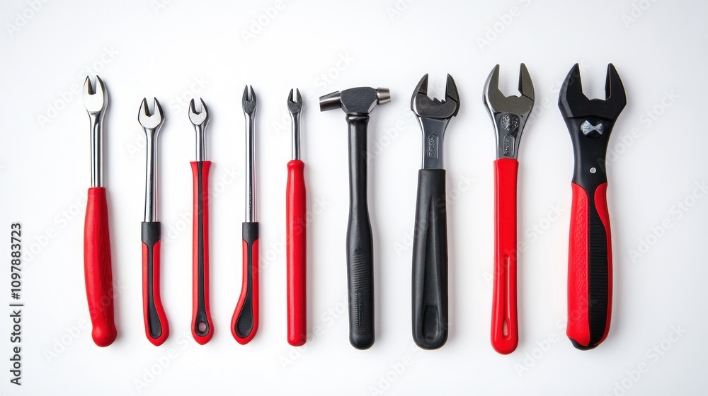 Red and Black Hand Tools Flatlay Illustration Red and Black Hand Tools Flatlay Illustration