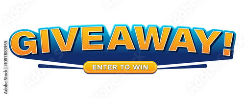 Giveaway text banner with enter to win text in trendy color. Vector design for promo, marketing, promotion, web, marketplace or social media.