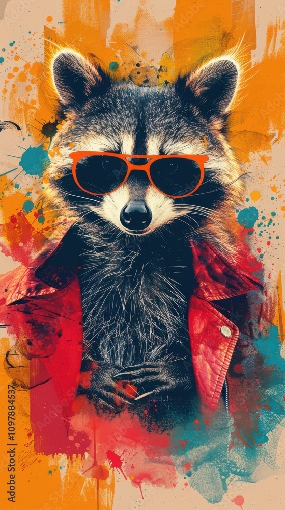 Retro Raccoon Vibes - Cool Guy with Sunglasses