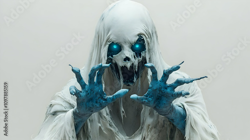 Spectral 3D Illustration Glowing Blue Hands
