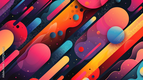 A colorful space background with a yellow planet in the middle - stock background