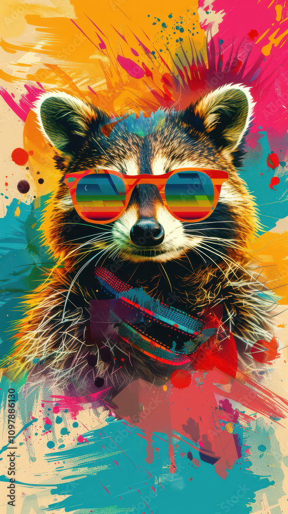 Retro Raccoon Vibes - Cool Guy with Sunglasses