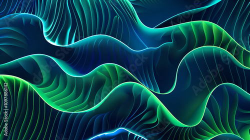 3D illustration of abstract digital particles wave. Futuristic background for business presentations.