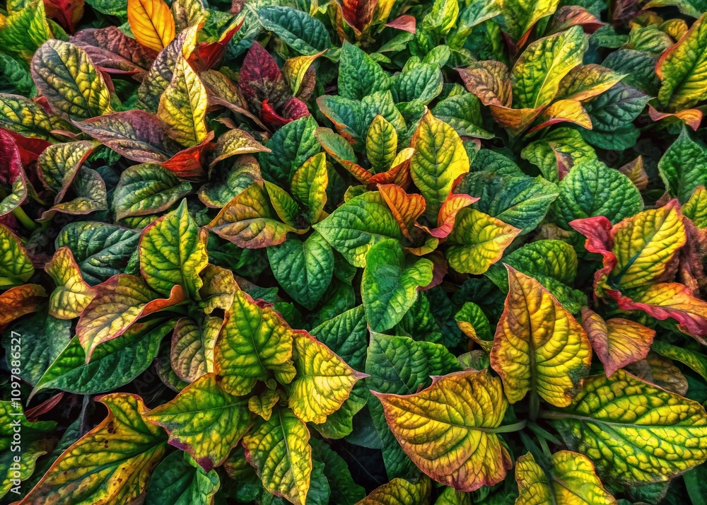 Obraz premium Aerial View of Pest-Damaged Leaves, Agriculture, Crop Damage