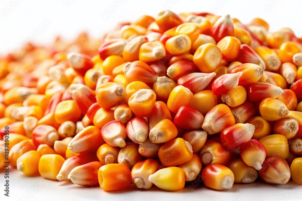 Handful of Corn Seeds on White Background for Creative Culinary and Agricultural Concepts, Perfect for Use in Recipes, Gardening Guides, and Educational Materials Handful of Corn Seeds on White Background for Creative Culinary and Agricultural Concepts, Perfect for Use in Recipes, Gardening Guides, and Educational Materials