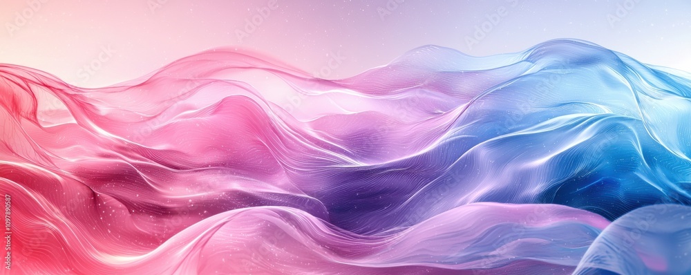 Fototapeta premium Abstract gradient landscape with pink and blue wave patterns