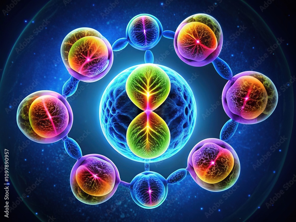 Naklejka premium Meiosis Animation Silhouette: Genetic Variation Gamete Production