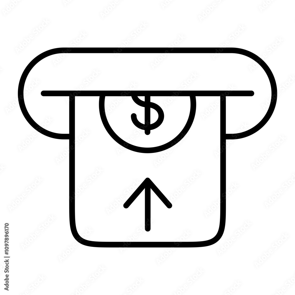 Cash Deposit Icon with Money Inserting into Slot Cash Deposit Icon with Money Inserting into Slot