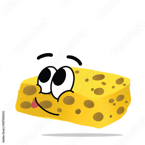happy sponge mascot vector illustrations. fun, colorful, and playful concept. cleaning tools, washing, interest, lifestyle, education, house, and environment themes