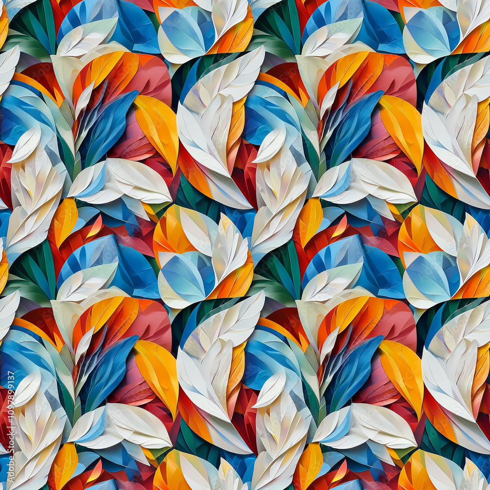 Fototapeta premium Vibrant botanical pattern evokes nature's beauty in a seamless design